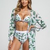 Anna-Kaci Swim Women's 3 Piece Floral Print Swimsuit Set with High Waist Bikini Bottoms Tie Front Top and Cover Up - 3 of 4