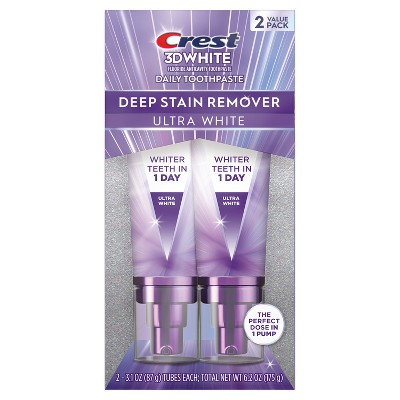 Crest Toothpaste 3D White Deep Stain Remover Ultra White Toothpaste - 3.1oz/2pk