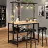 47 Inch Kitchen Island with Power Outlet 3 Tier Storage Baker Rack Microwave Stand Oven Shelf 5 Hooks Natural Oak Finish - 3 of 4
