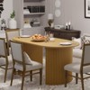 PexFix 67" x 33.5" Solid Wood Oval Dining Table Modern Kitchen Table Farmhouse Style with Solid Wave Legs for Living Room Kitchen Home Office Natural - 2 of 4