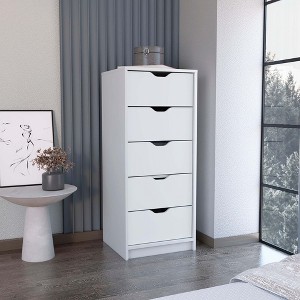 42'' H Wood dressers with Five Drawers, Slim Storage Chest, Pull-Out Mechanism, and Compact Vertical Storage - 1 of 4