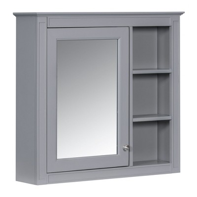 NicBex Bathroom Wall Mount Storage Cabinet Mirror Medicine Cabinet with Single Door & 3 Open Shelves