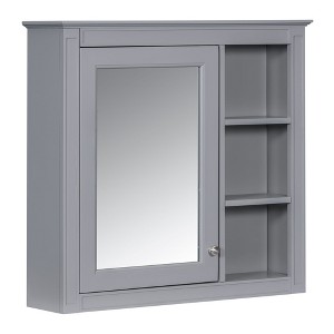 NicBex Bathroom Wall Mount Storage Cabinet Mirror Medicine Cabinet with Single Door & 3 Open Shelves - 1 of 4
