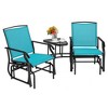 Costway Double Swing Glider Chair Rocker Glass Table Umbrella Hole Turquoise\Brown\Black - 3 of 4