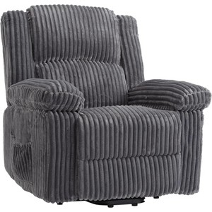 Corduroy Recliner Chair,Manual Recliner Sofa with Handle,Pillow Top Arms and Side Pocket - 1 of 4