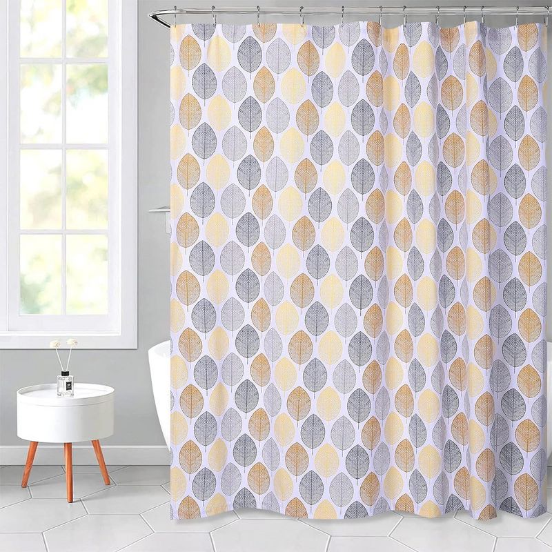 Shower Curtain Scandi Leaf Print Bathroom Shower Curtain, 5 of 6
