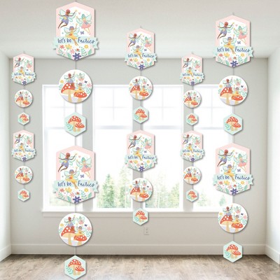 Big Dot of Happiness Let's Be Fairies - Fairy Garden Birthday Party DIY Dangler Backdrop - Hanging Vertical Decorations - 30 Pieces