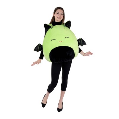 Squishmallows Adult Leap the Bat Halloween Costume Bodysuit Green OSFM