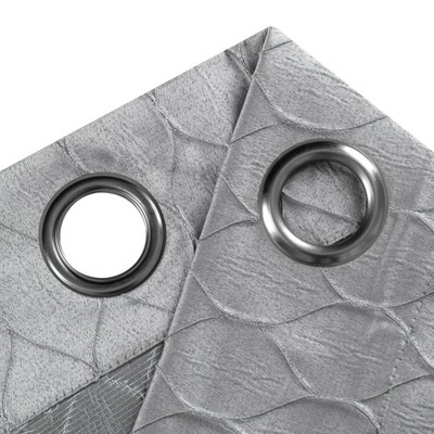 Gray Polyester Semi Sheer Grommet Window Panels