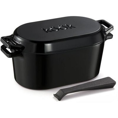 Kook Dutch Oven with Lid, Enameled Cast Iron, 3.4 Qt
