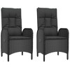 vidaXL 3-Piece Patio Dining Set with Reclining Chairs and Acacia Tabletop - Black Poly Rattan, Weather-Resistant Outdoor Furniture for Garden/Deck - 4 of 4