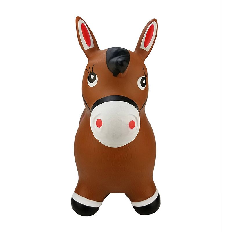 BounceZiez Inflatable Bouncy Ride On Hopper with Pump - Brown Horse, 4 of 5