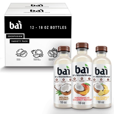 Bai Coconut Variety Pack, Antioxidant Infused Water - 18 Fl Oz Bottle (Pack of 12)