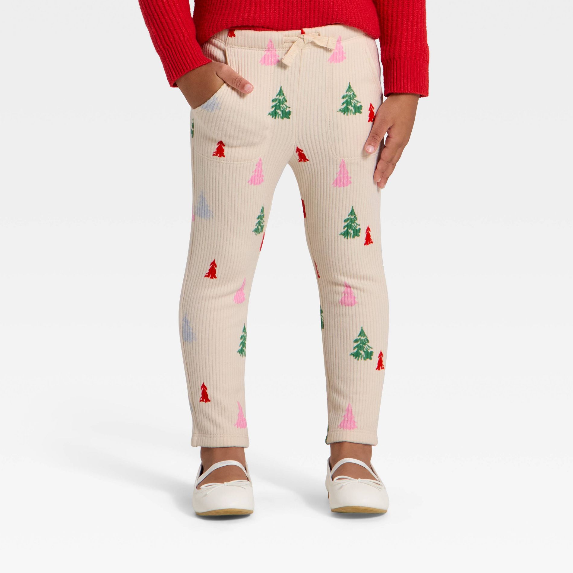 Toddler Girls' Ribbed Leggings - Cat & Jack™ Cream 5T