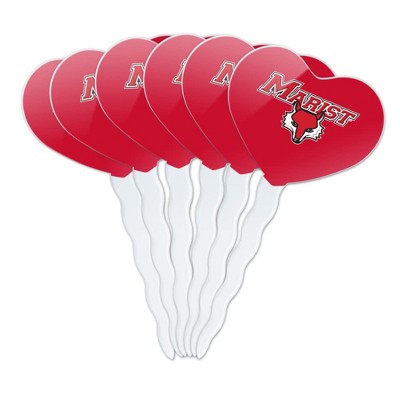 Marist College Red Fox Logo Heart Love Cupcake Picks Toppers Decoration Set of 6