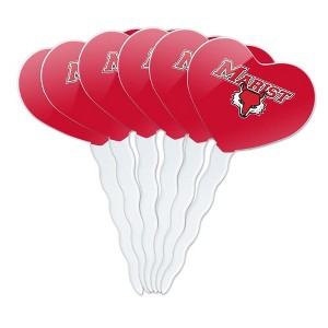 Marist College Red Fox Logo Heart Love Cupcake Picks Toppers Decoration Set of 6 - 1 of 4