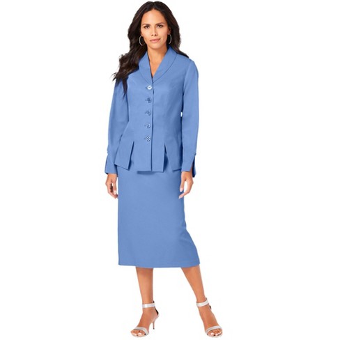 Roaman's Women's Plus Size Petite Two-piece Skirt Suit With Shawl