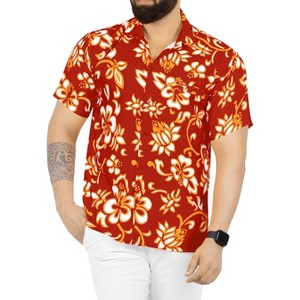 LA LEELA Men's Hawaiian Shirts Short Sleeve Button Down Shirt Floral Shirt Men Casual Vacation Summer Party Caribbean Shirts Funny - 1 of 4