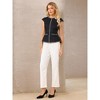 INSPIRE CHIC Women's Elegant Tweed Crew Neck Cap Sleeve Business Office Peplum Blouse - 3 of 4