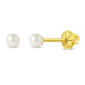 Girls' Classic Freshwater Cultured Pearl Screw Back 18k Gold Earrings - In Season Jewelry - 1 of 4