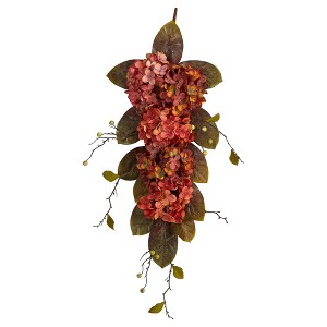 Nearly Natural 35” Autumn Hydrangea and Berry Artificial Fall Tear Drop - 1 of 4