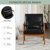 HOMEFUN Mid Century Modern Upholstered Black PU Leather Wooden Frame Accent Armchair with Pillow and Cushion - 4 of 4