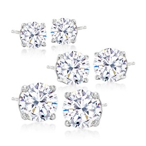 Ross-Simons 6.00 ct. t.w. CZ Jewelry Set: 3 Pairs Of Stud Earrings in Sterling Silver - 1 of 4