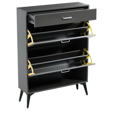 NicBex Storage Cabinet with 2 Flip Drawers and 1 Drawer,Shoe Rack Storage Organizer with Open Shelves for Closet Hallway Bedroom Entryway