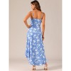 Allegra K Women's Floral Spaghetti Strap Wrap V Neck Ruffle High Low Hem Sleeveless Sundresses with Belt - 4 of 4
