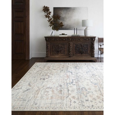 Hauteloom Marlene Damask Off White & Blue Area Rug