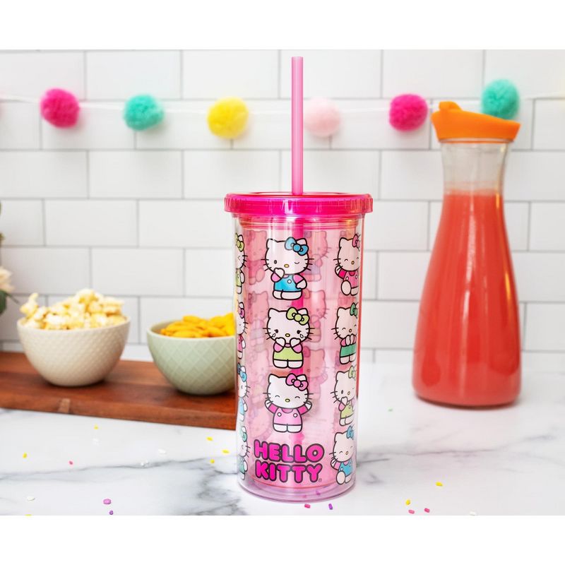 Silver Buffalo Sanrio Hello Kitty Expressions Carnival Cup With Lid and Straw | Holds 20 Ounces, 4 of 10