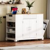 LunaLulinlk Fluted Kitchen Island with Trash Can Storage Cabinet, Power Outlet, Internal Storage Rack - 4 of 4