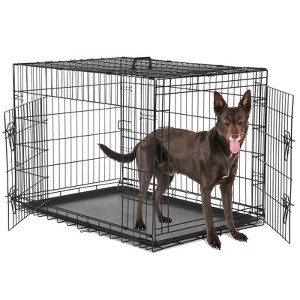 Mr Ironstone Dog Crate with Double Doors - Enhanced Metal Foldable Pet Cage with Divider Panel & Removable Tray - 1 of 4