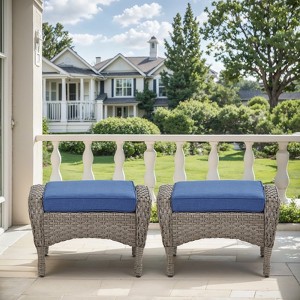 Gymojoy 2 Pieces Assembled Outdoor Patio Ottoman with Removable Cushions - 1 of 4