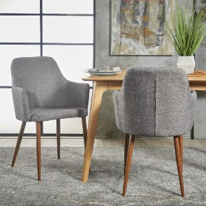 Lyngins Classic Contoured Dining Chair (Set of 2), Modern Fabric Upholstered Armchair for Living Room, Kitchen Chair with Metal-Wood Frame - 1 of 4
