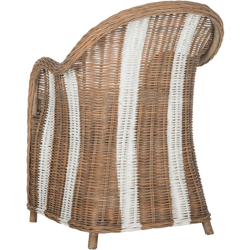 Hemi Striped Wicker Club Chair - Natural/White - Safavieh, 4 of 7
