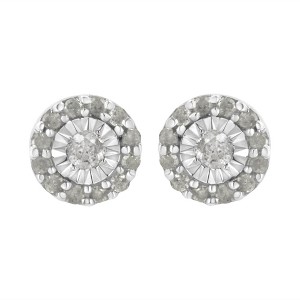 Haus of Brilliance Silver 1/2 cttw Miracle-Set Round Diamond Halo Stud Earrings - 1 of 4