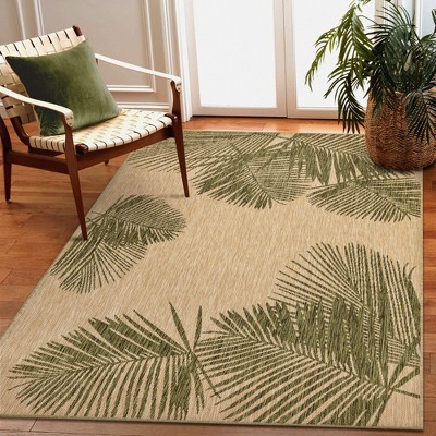 Palm Green Flat Woven Synthetic Indoor/Outdoor Rug