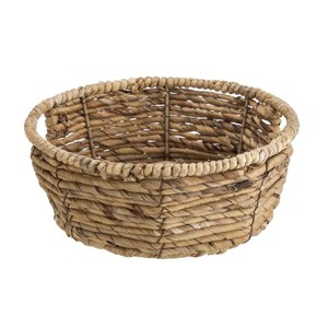 Racxily Round Water Hyacinth Woven Decorative Storage Basket, 10"D x 4"H - 1 of 4