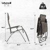 Lafuma Futura XL Zero Gravity Portable Ergonomic Outdoor Steel Framed Lawn Patio Recliner Folding Lounge Chair with Headrest Cushion, Graphite - 3 of 4