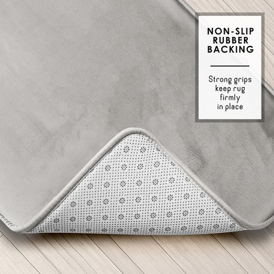 Ultra Soft Light Gray Velvet Memory Foam Bath Rug with Non-Slip Backing