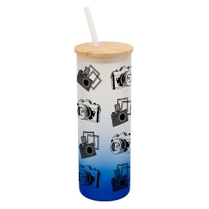 Elanze Designs Vintage Polaroid Cameras Photography Wrap-Around Design 25 Ounce Frosted Gradient Glass On-The-Go Coffee Travel Skinny Tumbler Mug Cup, - 1 of 1
