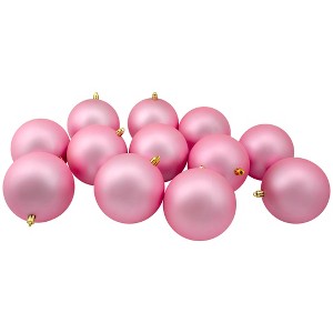 Northlight 12ct Shatterproof Matte Christmas Ball Tree Ornament Set 4" - Bubblegum Pink - 1 of 3