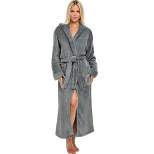 Women's Soft Plush Fleece Hooded Bathrobe, Full Length Long Warm Lounge Robe with Hood