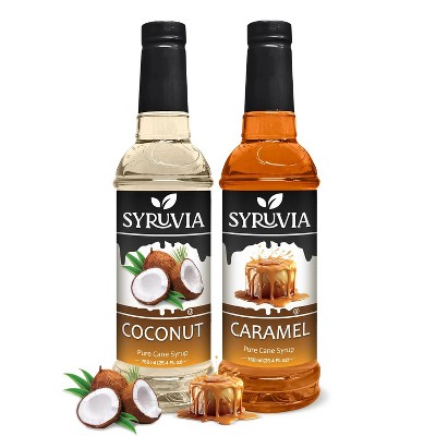 Syruvia Coffee Flavors Variety Pack: Caramel & Coconut 25.4 fl oz Syrup