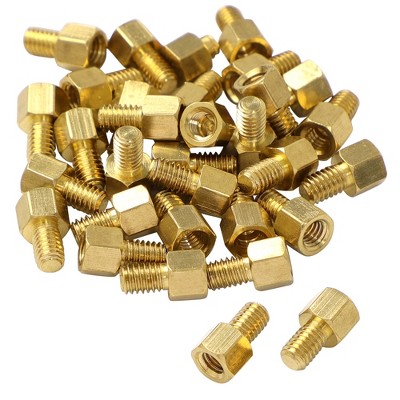 Unique Bargains M4 x 5mm + 6mm Male-Female Thread Brass Hexagonal Spacer Gold 30Pcs