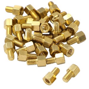 Unique Bargains M4 x 5mm + 6mm Male-Female Thread Brass Hexagonal Spacer Gold 30Pcs - 1 of 4