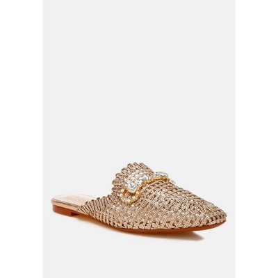 London Rag Womens Roboma Metallic Woven Diamante Mules 5 : Target
