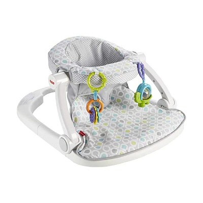 Fisher-Price Portable Baby Chair Sit-Me-Up Floor Seat With Developmental Toys & Machine Washable Seat Pad, Honeydew Drop