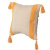 DEERLUX 16" Handwoven Cotton Throw Pillow Cover with Side Stripes, Yellow - 2 of 4